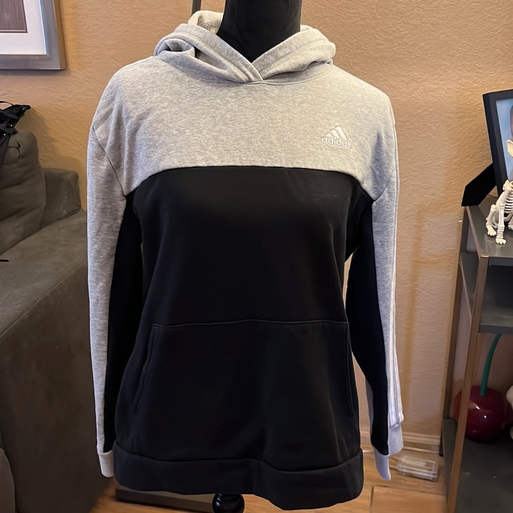 Adidas Boys Hoodie Black/Grey XL